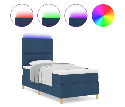 Estructura de Cama  con Colchón Azul Tela 90 x 200 cm Cama Azul