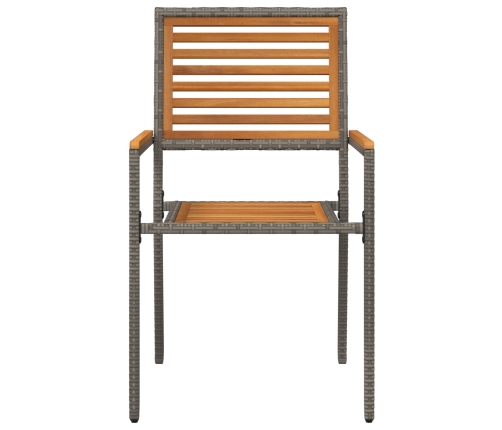 Sillas apilables de jardín  con cojines, 2 pcs, Gris de ratán sintético