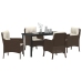Set de comedor de jardín  de 5 piezas con cojines de poliratán marrón
