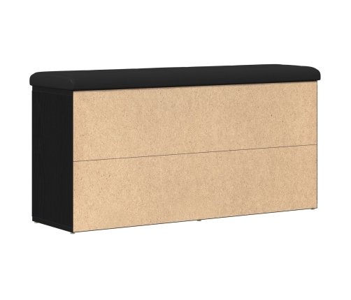 Banco de Almacenamiento  Negro de Roble 100x30x48 cm de Madera Elaborada
