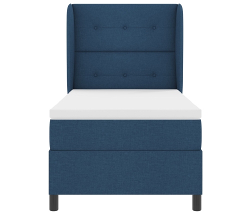 Cama Box Spring  con Colchón Azul 100x200 cm Tela