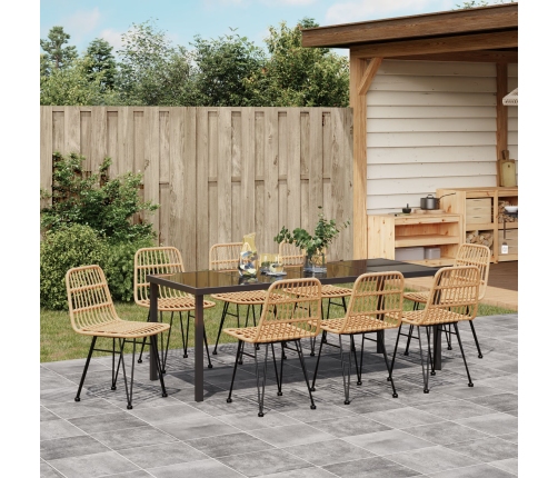 Conjunto de Comedor de Jardín  de 9 Piezas Marrón Poliratán
