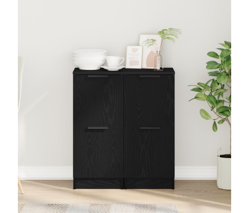 Aparadores 2 pcs en Roble Negro, 30x30x70 cm, Hecho de Madera Elaborada
