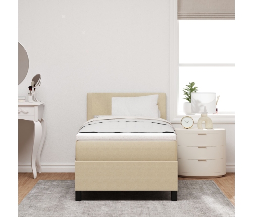 Cama con Box Spring  con Colchón Beige 90x200 cm Tela de Corduroy