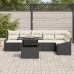 Conjunto de Sofá de Jardín  7 Piezas Negro y Crema Ratán y Poliéster