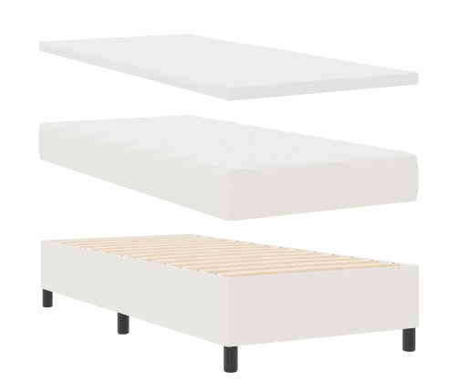 Cama con somier y colchón LED crema 90x200 cm tela de corduroy