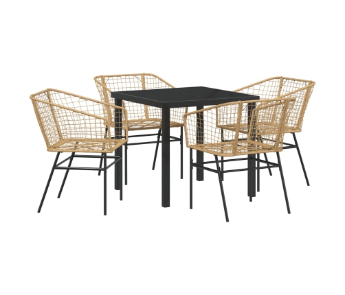 Set de Comedor de Jardín  de 5 Piezas en Poliratán Marrón