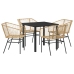 Set de Comedor de Jardín  de 5 Piezas en Poliratán Marrón