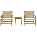 Juego de sillas de jardín  con mesa de 3 piezas, beige, de madera maciza de acacia