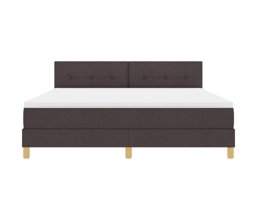 Cama con Somier y Colchón Marrón Oscuro 180x200 cm Tela