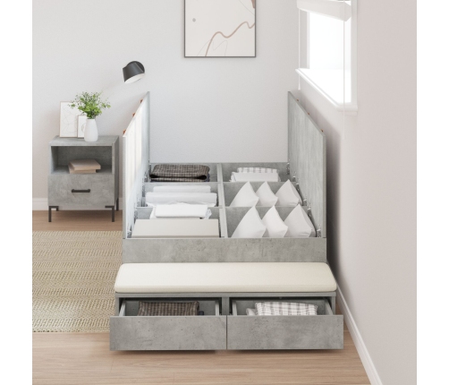 Cama con Almacenamiento  Gris Concreto Madera 236.5 x 100 x 31.5 cm
