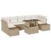Juego de Sofá de Jardín Set de 8 Beige Rattan Polimérico