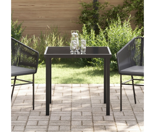 Mesa de Jardín  Negra 80x80x73 cm de Vidrio Templado