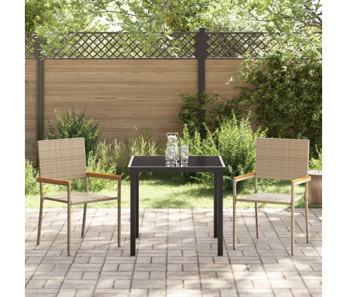 Juego de Comedor de Jardín de 3 Piezas Beige Poliratán