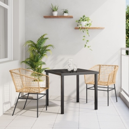 Set de Comedor de Jardín  de 3 Piezas Marrón Poliratán