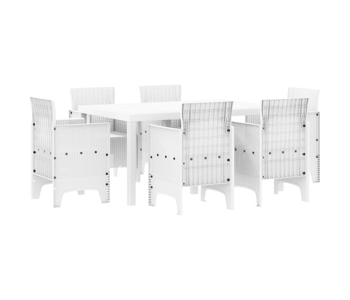 Conjunto de Comedor de Jardín de 7 Piezas Blancas de Ratán