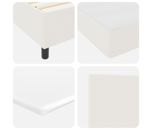 Cama con Somier  con Colchón y Luz LED Crema 140x200 cm Tejido de Terciopelo