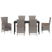 Set de Comedor de Jardín de 7 Piezas  con Cojines Poliratán Gris