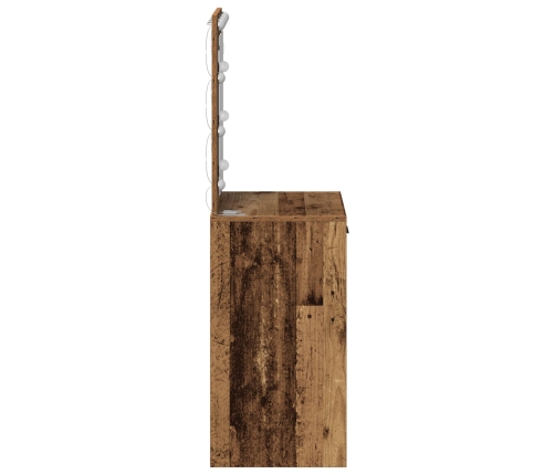 Mesa de tocador  con luces LED Madera antigua 50x41x135 cm