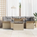 Conjunto de Sofás de Jardín de 7 Piezas con Cojines Beige de Ratán Poliéster Acacia
