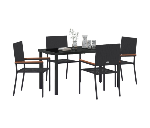 Conjunto de Comedor de Jardín de 5 Piezas Negro de Poliratán