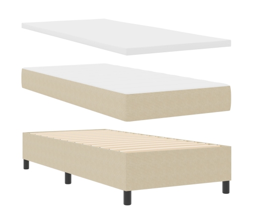 Cama con Box Spring  con Colchón Verde Claro Gris 90x200 cm Tela de Corduroy