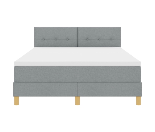 Cama con Box Spring  con Colchón Gris Claro 140x190 cm Tela