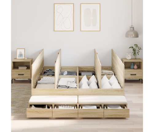 Marco de Cama con Almacenamiento  Marrón Madera de calidad
