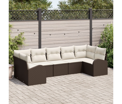 Conjunto de Sofá de Jardín  Set de 7 Beige Ratán Sofá de Jardín