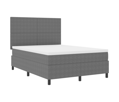 Cama Box Spring  con Colchón Gris Claro 160x200 cm Tela de Corduroy
