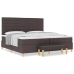 Cama Box Spring  con Colchón y Banco Marrón Oscuro 200x200 cm Tela