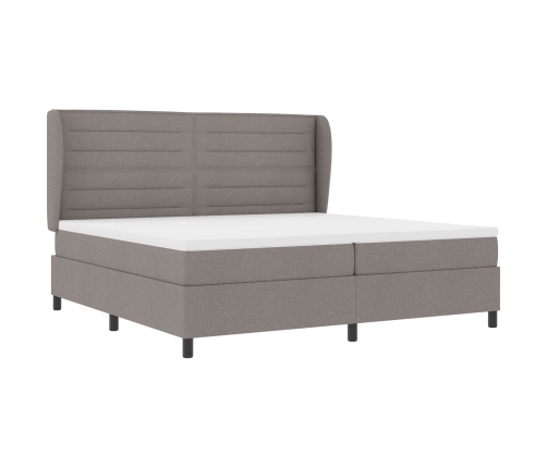 Cama con somier  y colchón taupe 200x200 cm en tela