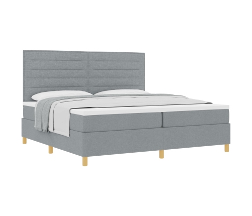 Cama Base Tapizada con Colchón Gris Claro 200x200 cm Tela