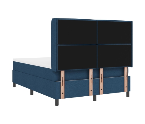Cama Box Spring  con colchón y LED azul 140x200 cm tela