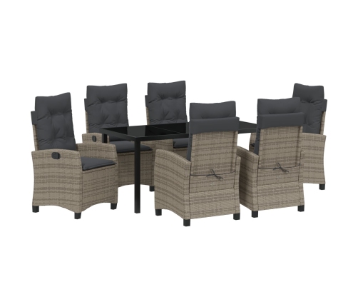 Conjunto de Comedor de Jardín de 7 Piezas  con Cojines Gris Poliratán