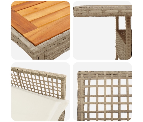 Conjunto de Comedor de Jardín  de 5 Piezas con Cojines Beige Polirratán