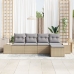 Conjunto de Sofá de Jardín de 5 Piezas con Cojines Beige de Polirratán
