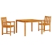 Conjunto de Comedor de Jardín de 3 Piezas en Madera Sólida de Acacia