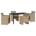 Conjunto de Comedor de Jardín  de 5 Piezas con Cojines Ratán Poli Beige