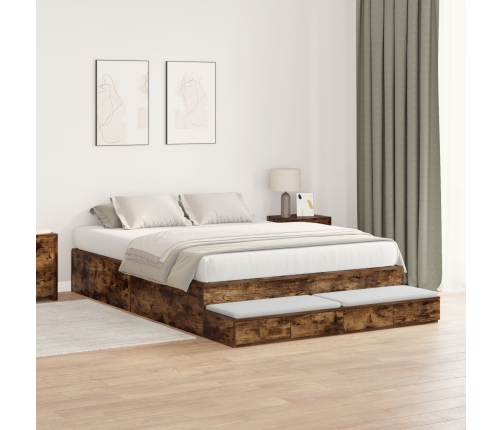 Marco de Cama con Almacenamiento  Marrón Madera elaborada