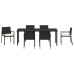 Conjunto de Comedor de Jardín de 7 Piezas de Ratan Negro