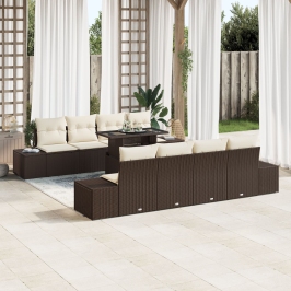 Conjunto de Sofá de Jardín  7 Piezas Marrón Ratán Sintético