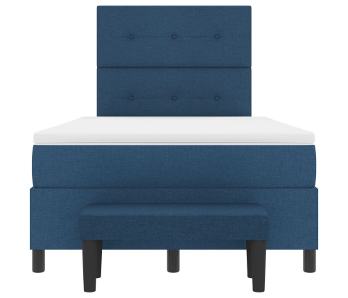 Cama con Box Spring y Colchón Azul 120x200 cm Tela