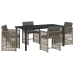 Conjunto de Comedor de Jardín de 5 Piezas con Cojines Gris de Poliratán