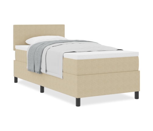 Cama con Box Spring  con Colchón Beige 90x200 cm Tela de Corduroy
