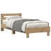 Cama  con luces LED en roble artesanal 90x190 cm de madera compuesta