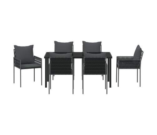 Juego de 4 Sillas negras, Cojines gris oscuro