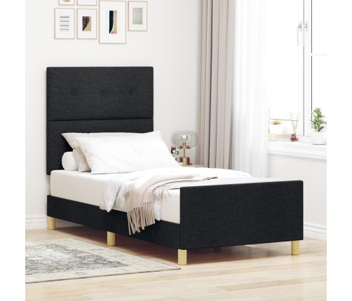Estructura de Cama de Tela Negra  90x190 cm