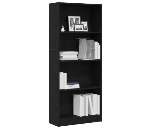 Estantería de roble negro  - 60 x 24 x 143 cm - Hecha de madera elaborada