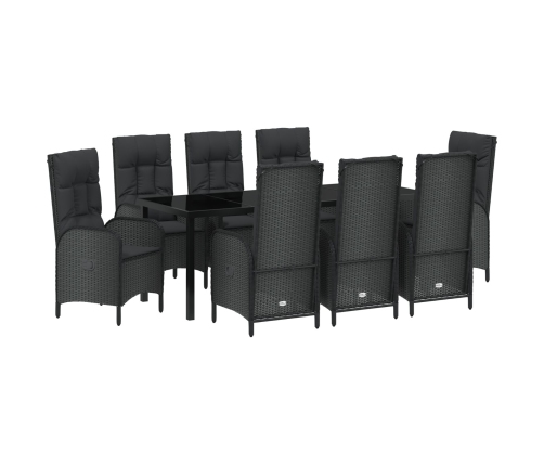 Set de Comedor de Jardín  de 9 Piezas Negro Poliratán